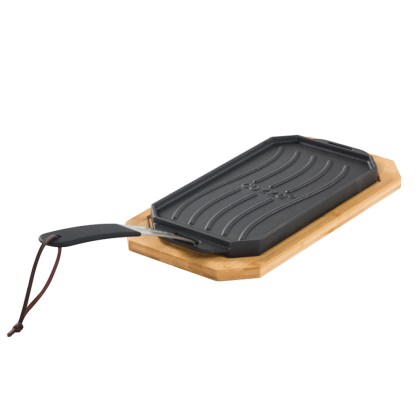 Cozze Reversible cast iron pan with wooden tray