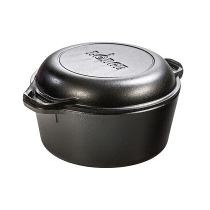 LODGE Combo Cast Iron Dutch Oven 4,73lt Lid Pan 27,18cm