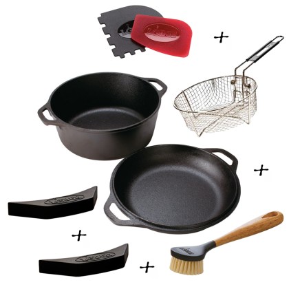 LODGE Combo Cast Iron Dutch Oven 4,73lt Lid Pan 27,18cm OFFER COMBO