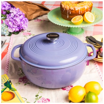 LODGE Enameled Cast Iron Casserole 5.68 lt - Lilac