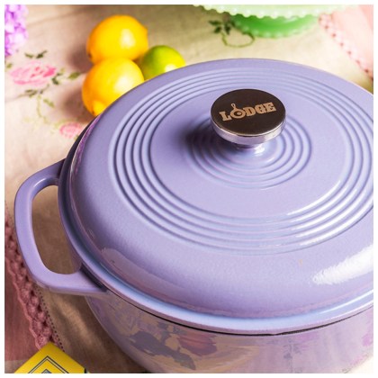 LODGE Enameled Cast Iron Casserole 5.68 lt - Lilac