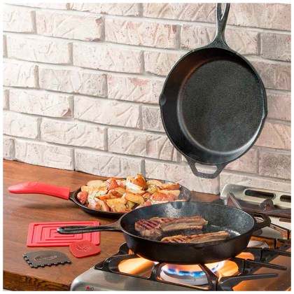 LODGE Essential Seasoned Cast Iron Pan 6pcs Set