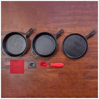 LODGE Essential Seasoned Cast Iron Pan 6pcs Set