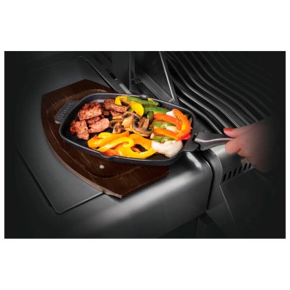 Napoleon Cast Iron Sizzle Plate with Bamboo server set