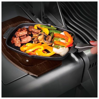 Napoleon Cast Iron Sizzle Plate with Bamboo server set