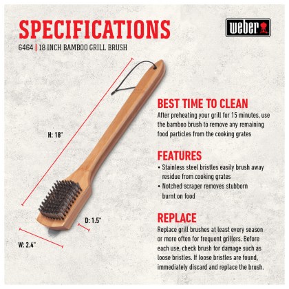 WEBER Wooden Cleaning Brush 46cm Βούρτσα Ψησταριάς
